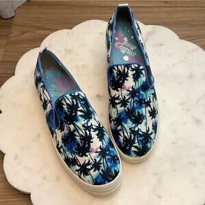 Juicy Couture Nicky Blue Palm Tree Platform Slip-On Sneakers | Women's 8.5 US